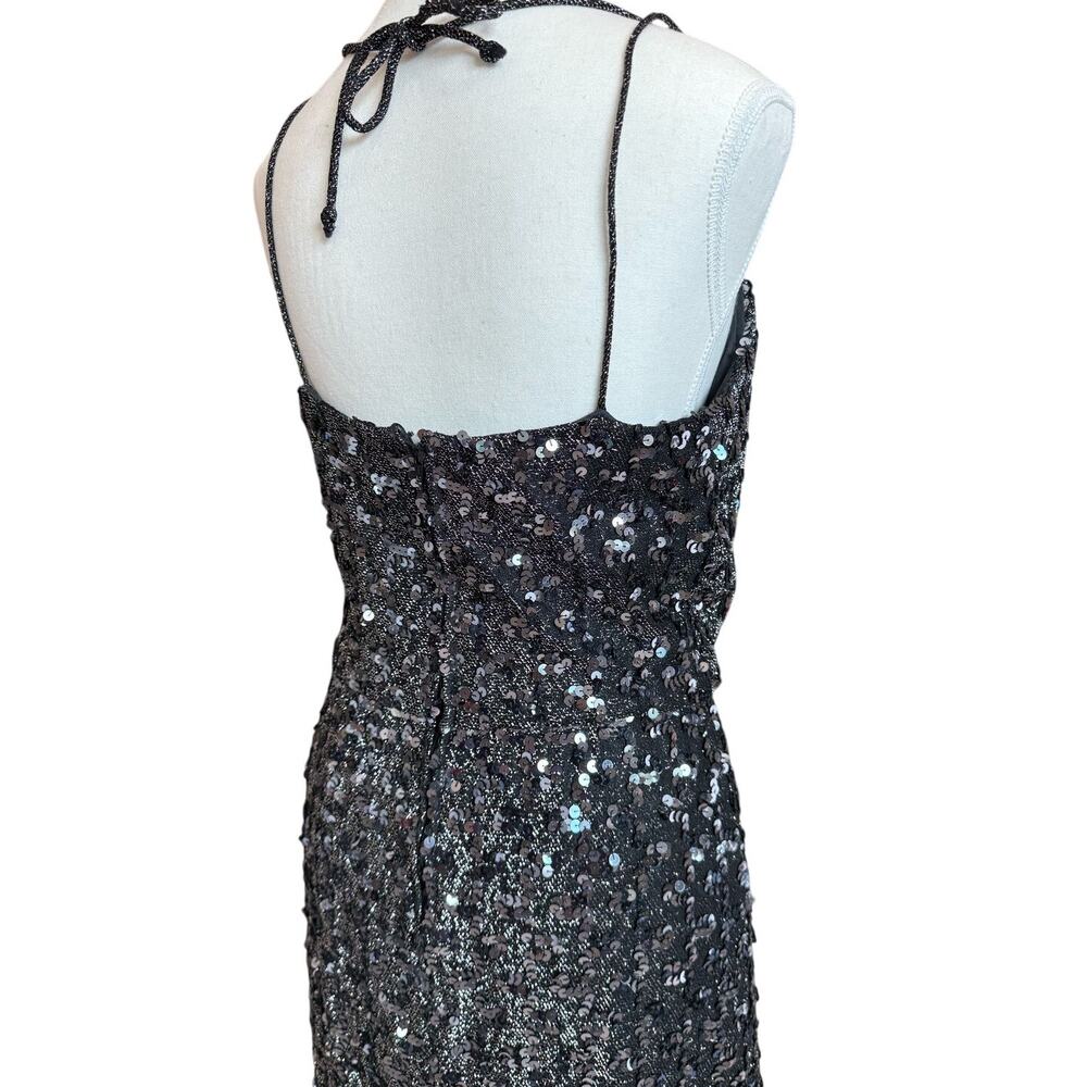 Norman Berg Vintage Maxi Sequin Dress Women's Black Sleeveless Evening Black Tie - Picture 12 of 16